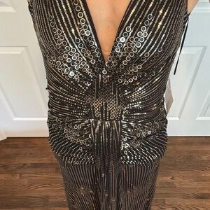 Sequined evening black gown, size 4-6